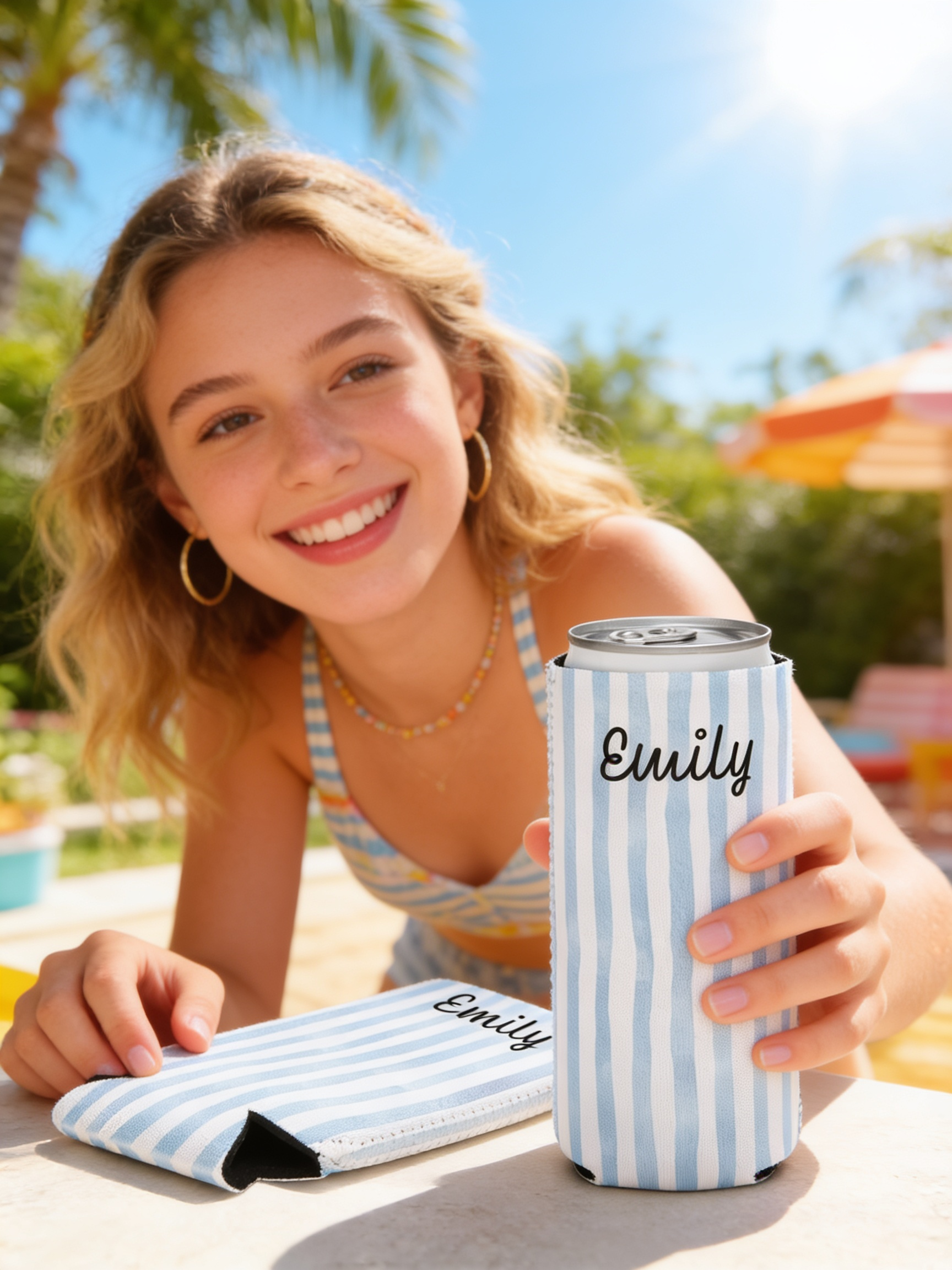 Bluebell Stripe Can Cooler